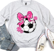 Load image into Gallery viewer, Play Ball Soccer Bow With Flower DROPDOWN TRANSFER BIA
