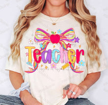 Load image into Gallery viewer, Teacher Watercolor Bow TRANSFER
