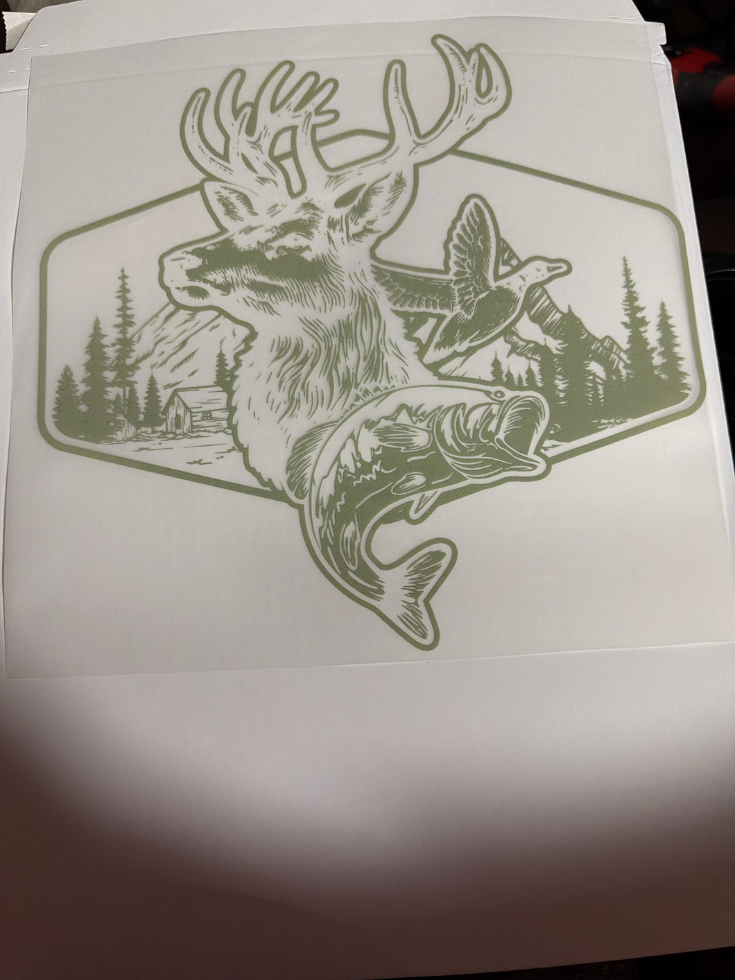 Green Deer Fish Frame RTS DTF TRANSFER