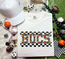 Load image into Gallery viewer, Basketball Faux Embroidery Checkered Mascots DROPDOWN TRANSFER CAP
