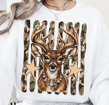 Load image into Gallery viewer, Boujee Deer Camo Stripes Stars TRANSFER ET AUG 26
