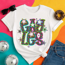 Load image into Gallery viewer, Neon Bright Checker Star Mascots Dropdown TRANSFER CSD MAY 25
