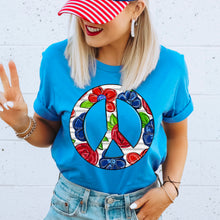 Load image into Gallery viewer, Red Blue Floral Peace TRANSFER
