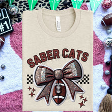 Load image into Gallery viewer, Football Bow Faux Embroidery Mascot DROPDOWN TRANSFER HMWK 24
