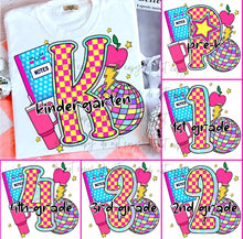 Load image into Gallery viewer, Pink Checker Disco Apple Collage School Grades DROPDOWN TRANSFER
