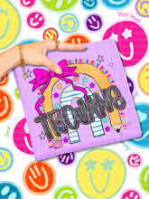 Load image into Gallery viewer, Rainbow Crayon Pink Bow School Mascots DROPDOWN TRANSFER CAP JUNE 26
