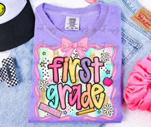 Load image into Gallery viewer, Preppy Paint Brush Pink Bow Frame School Grades DROPDOWN TRANSFER
