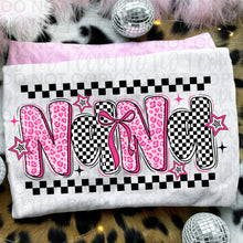 Load image into Gallery viewer, Pink White Black Checker Pencil Bow Titles DROPDOWN TRANSFER UAC JAN 26
