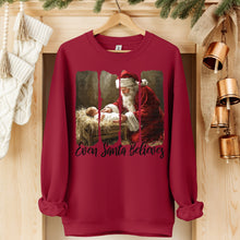 Load image into Gallery viewer, Even Santa Believes Distressed Edge Panels Santa And Baby Straw Crib TRANSFER SDD NOV 25

