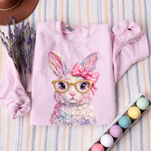 Load image into Gallery viewer, Easter Bunny Paint Pink Polka Dot Bow Gold Glasses  TRANSFER SDD JAN 26
