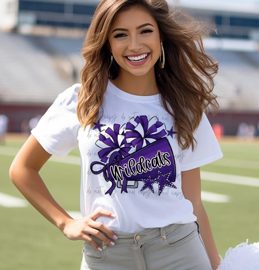 Cheer Mega Phone And Stars (Add Team Name)  Customized DTF TRANSFER