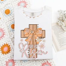 Load image into Gallery viewer, He Is Risen Orange Floral Bow Cross TRANSFER DWS JAN 26
