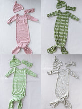 Load image into Gallery viewer, Custom Print Name Baby Knotted Gown Set
