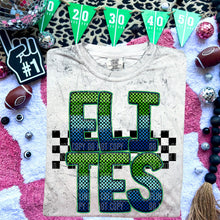 Load image into Gallery viewer, Blue Green Electric Check Mascot Dropdown TRANSFER CAP MAR
