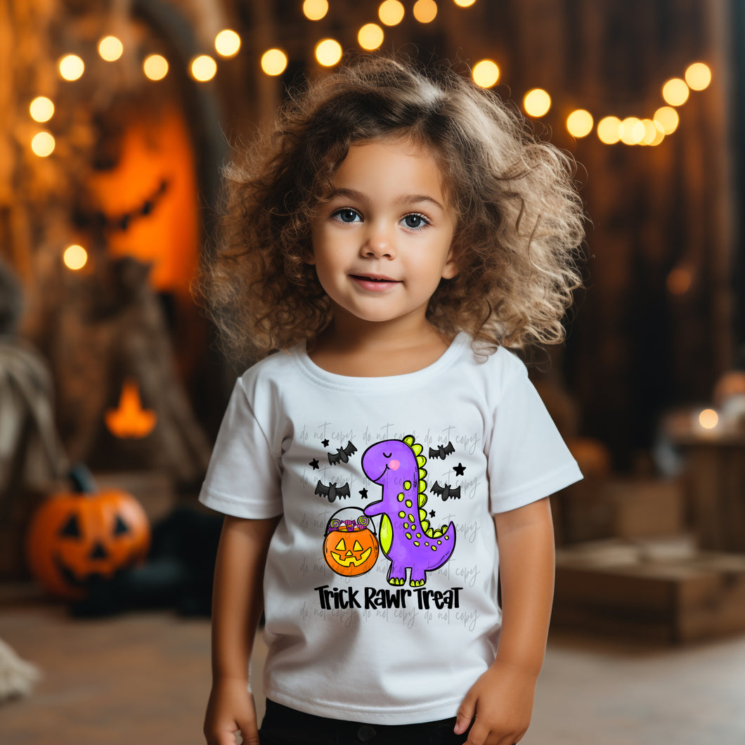 Trick Rawr Treat Purple Dino TRANSFER – Sassy Sublimation & Screen Prints