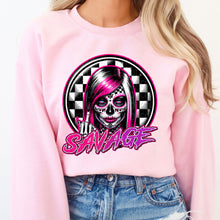 Load image into Gallery viewer, Savage Sugar Skull Girl Pink Black TRANSFER DWS
