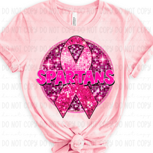 Load image into Gallery viewer, Breast Cancer Glitter Circle Mascot DROPDOWN TRANSFER
