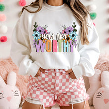 Load image into Gallery viewer, You Are Worthy Colorful Floral TRANSFER SDD FEB 26
