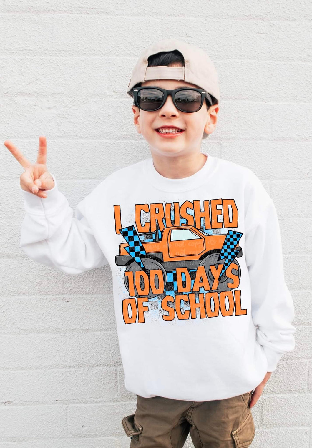 I Crushed 100 Days Of School Orange Truck TRANSFER