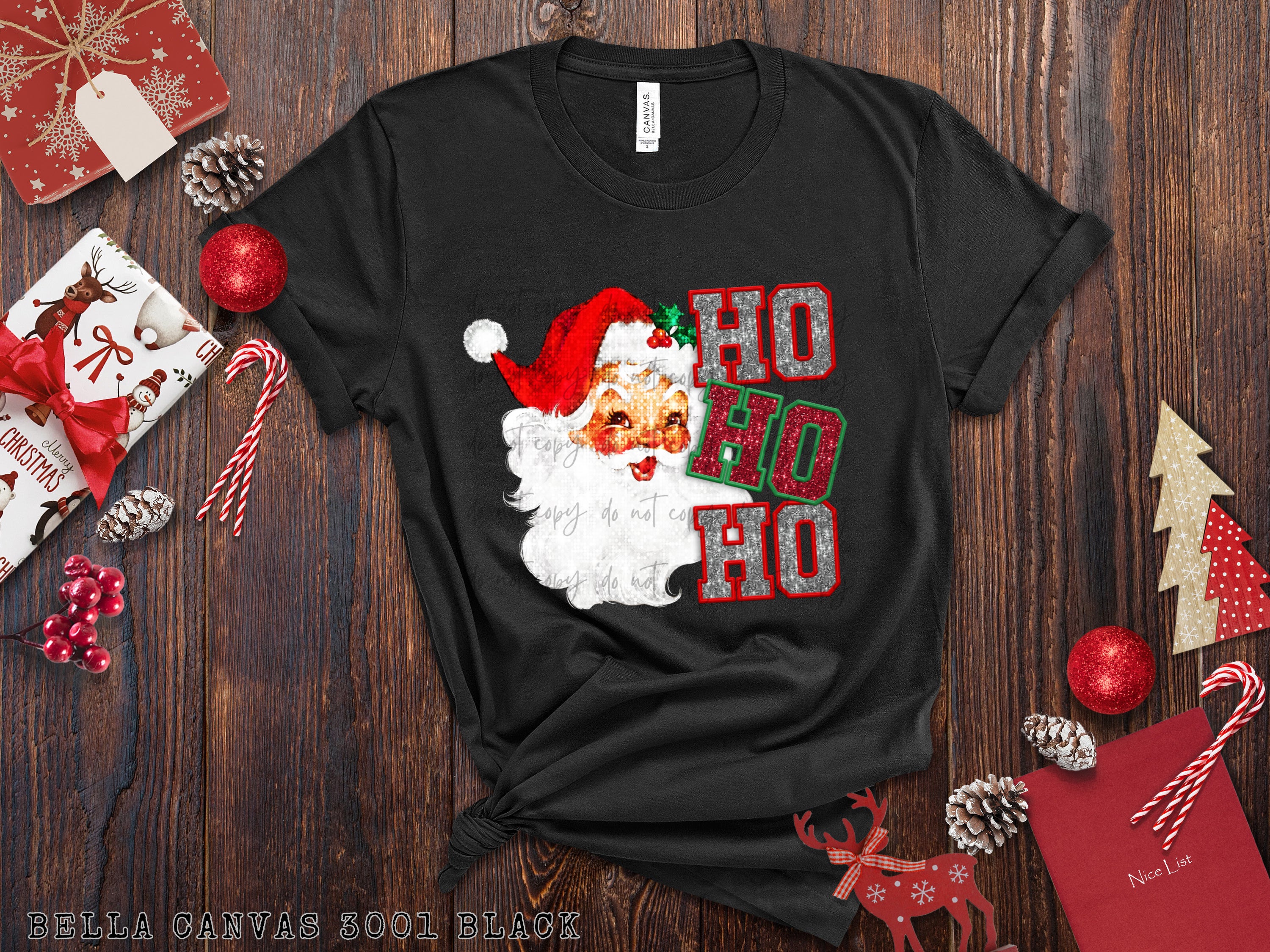 Ho Ho Ho Santa Faux Embroidery Sequin TRANSFER – Sassy Sublimation ...