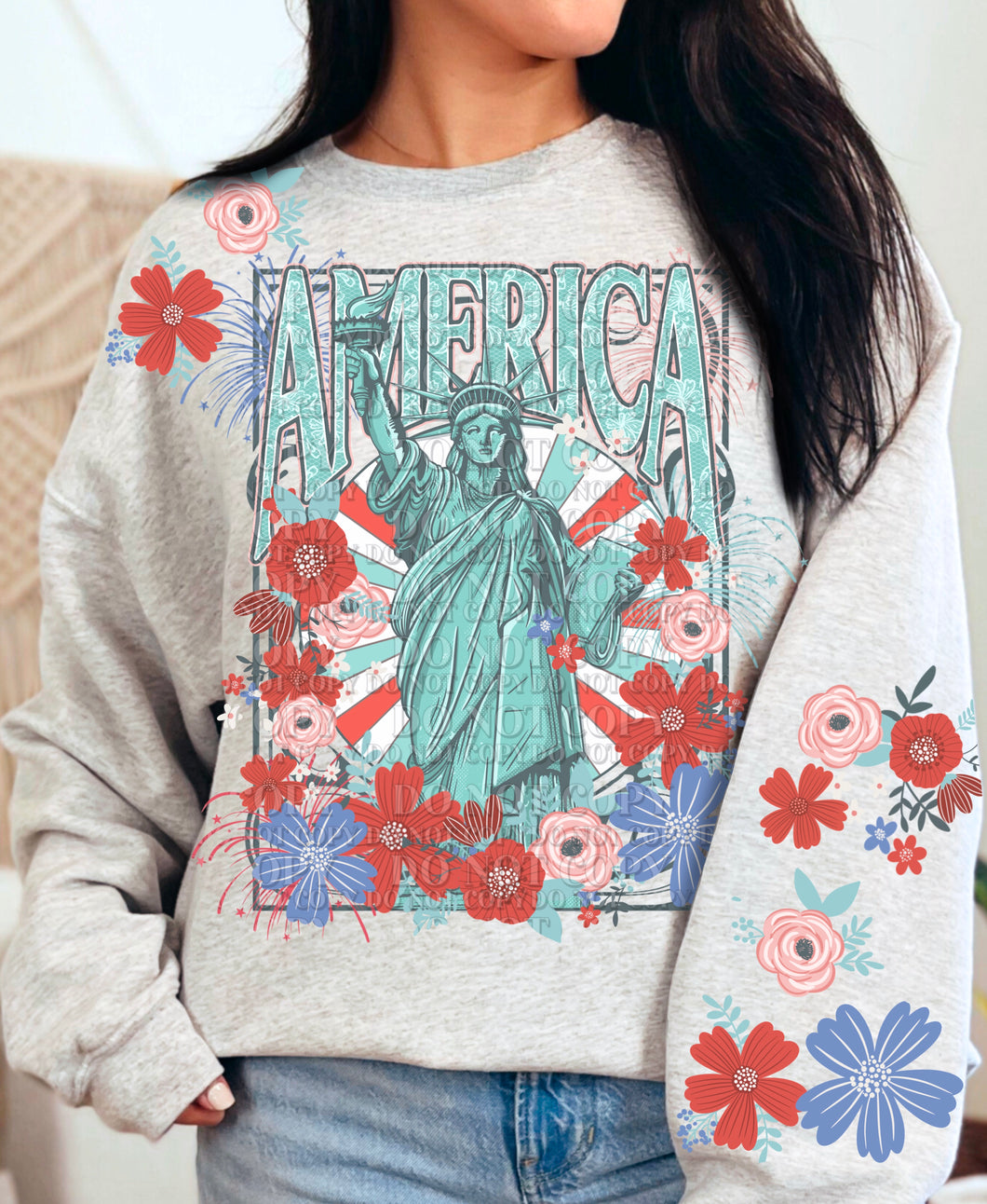 America State Of Liberty Floral With Sleeve TRANSFER AG