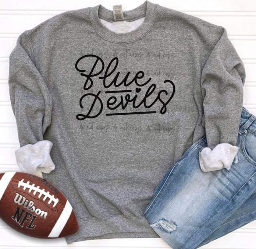 Hand Lettered Blue Devils TRANSFER – Sassy Sublimation & Screen Prints