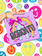 Load image into Gallery viewer, Rainbow Crayon Pink Bow School Mascots DROPDOWN TRANSFER CAP JUNE 26
