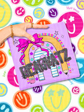 Load image into Gallery viewer, Rainbow Crayon Pink Bow School Mascots DROPDOWN TRANSFER CAP JUNE 26

