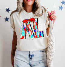 Load image into Gallery viewer, RWB Brushstroke Bow States (all 50 states available) TRANSFER CST MAY
