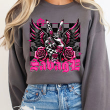 Load image into Gallery viewer, Savage Peace Pink Rose BLK Checkered Wings TRANSFER DWS
