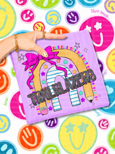 Load image into Gallery viewer, Rainbow Crayon Pink Bow School Mascots DROPDOWN TRANSFER CAP JUNE 26
