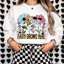 Load image into Gallery viewer, Faith Grows Here Colorful Sketch Flowers TRANSFER SDD MAR 26
