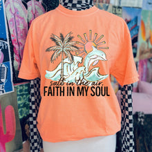 Load image into Gallery viewer, Salt In The Air Faith In My Soul Palm Dolphin And Waves Gold Glitter Outline TRANSFER SDD APR 26

