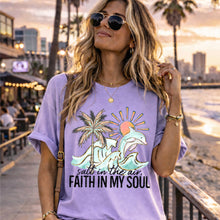 Load image into Gallery viewer, Salt In The Air Faith In My Soul Palm Dolphin And Waves Gold Glitter Outline TRANSFER SDD APR 26
