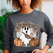 Load image into Gallery viewer, Fall Checkered Ghost Pumpkins  TRANSFER SDD
