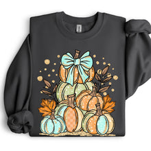 Load image into Gallery viewer, Fall Pumpkin Blue Bow TRANSFER SDD AUGUST
