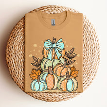 Load image into Gallery viewer, Fall Pumpkin Blue Bow TRANSFER SDD AUGUST
