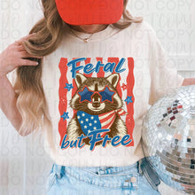 Load image into Gallery viewer, Feral But Free Raccoon Star Glasses Wavy Red Stripes TRANSFER UAC MAY 26

