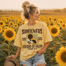 Load image into Gallery viewer, Sunflowers Fields Of Faith Psalm 23:2 Color DROPDOWN TRANSFER SDD AUG 26
