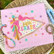 Load image into Gallery viewer, Hot Pink Bow Gold Faux Glitter Pennant Grade DROPDOWN TRANSFER UAC JULY 26
