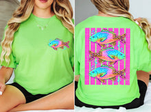 Load image into Gallery viewer, Neon Leopard Fish Pink Distressed Lines WITH Fish Pocket TRANSFER SDD APR 26
