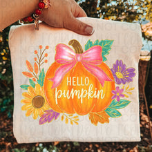 Load image into Gallery viewer, Floral hello Pumpkin Sunflower And Big Pink Bow TRANSFER UAC JULY 26
