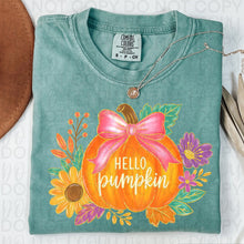 Load image into Gallery viewer, Floral hello Pumpkin Sunflower And Big Pink Bow TRANSFER UAC JULY 26
