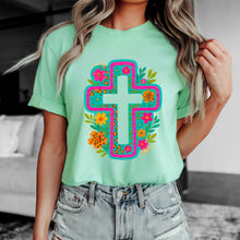 Load image into Gallery viewer, Floral Cross Mock TRANSFER SDD MAY
