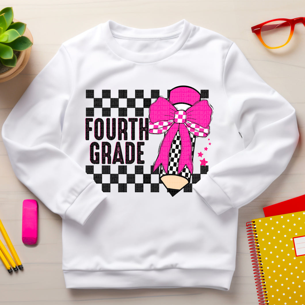 Checkered Fourth Grade HP pencil  TRANSFER sdd