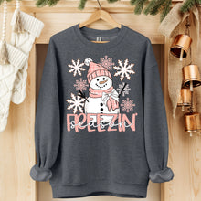 Load image into Gallery viewer, Freezin Season Pink Plaid Hat &amp; Scarf Snowman Snowflakes TRANSFER SDD NOV 25
