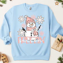 Load image into Gallery viewer, Freezin Season Pink Plaid Hat &amp; Scarf Snowman Snowflakes TRANSFER SDD NOV 25
