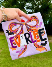 Load image into Gallery viewer, Spooky Halloween Bats Bow Alpha Customized(Does not include numbers) DROPDOWN DTF TRANSFER
