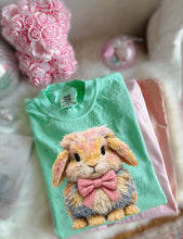 Load image into Gallery viewer, Faux Yarn Bunny Pink Bow Tie TRANSFER ET FEB 26
