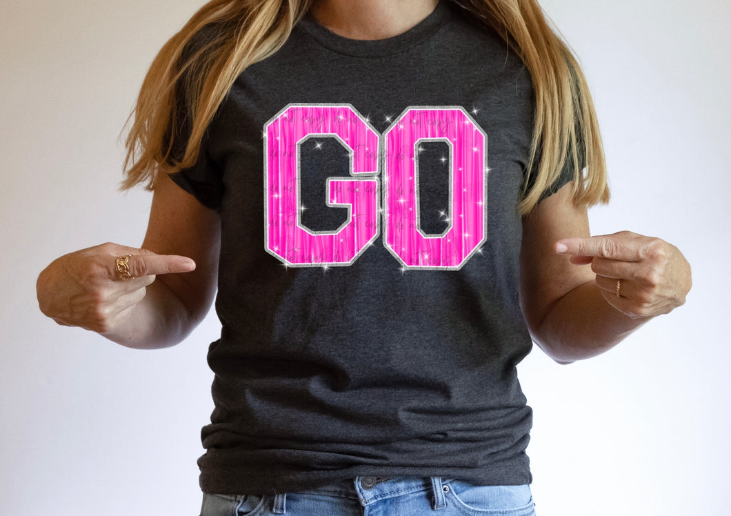 Pink Sparkle GO Custom MASCOTS DTF TRANSFER